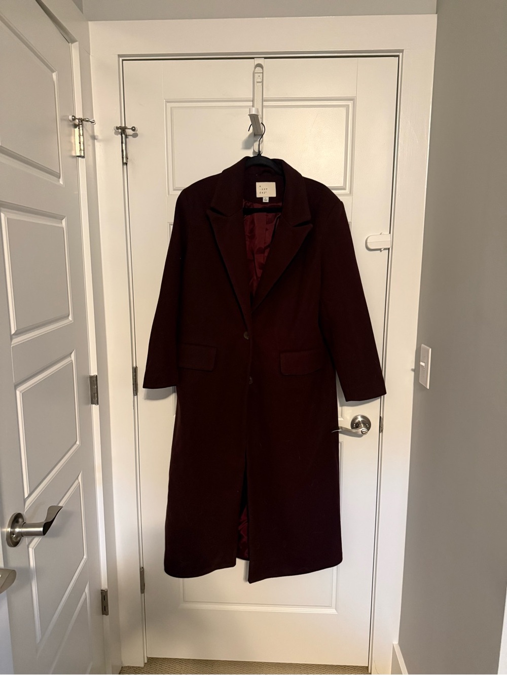 a new day Long Trench Coat in Burgundy